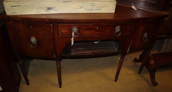 A Regency bow-fronted mahogany sideboard, W.152cm, D.62cm, H.88cm